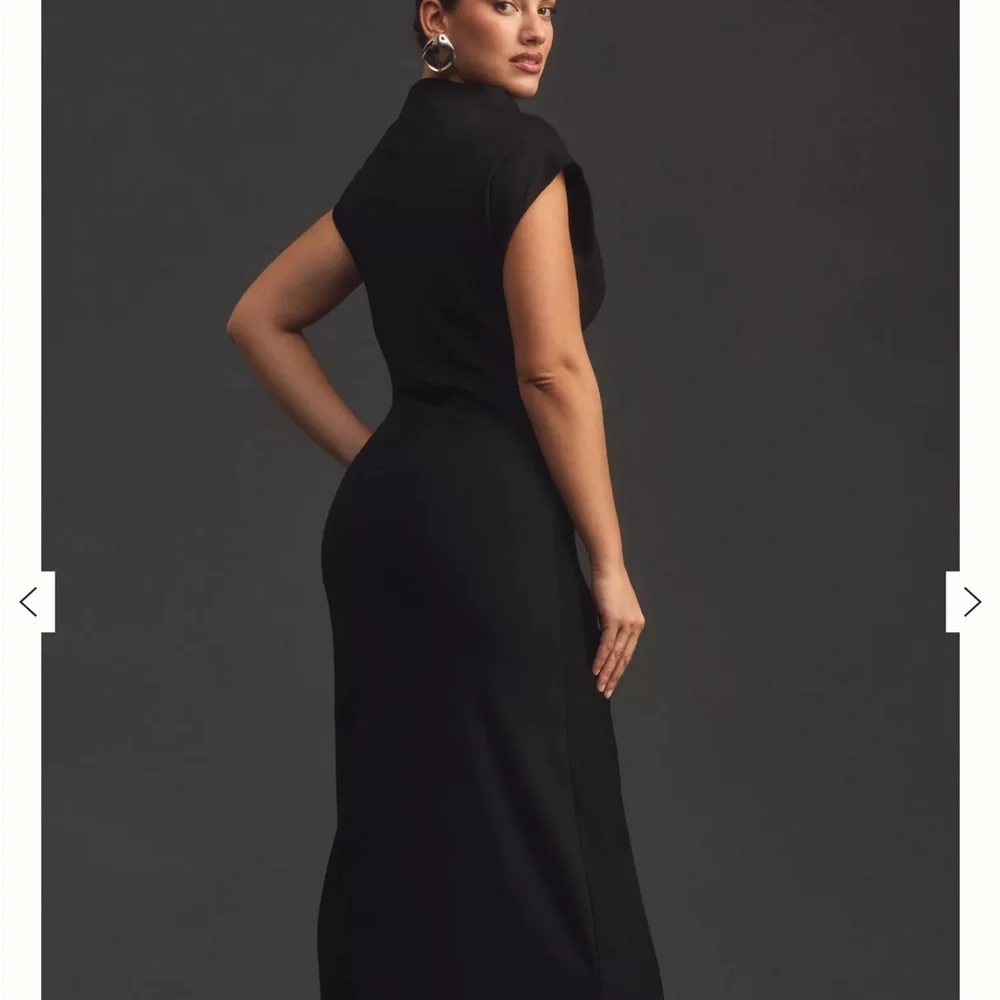 Anthropologie Black Sheath Maxi Dress with Cowl Neck - Picture 3 of 9